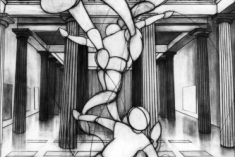 Inflatables at the Corcoran Gallery, 102½” x 62”; charcoal on paper; 1983